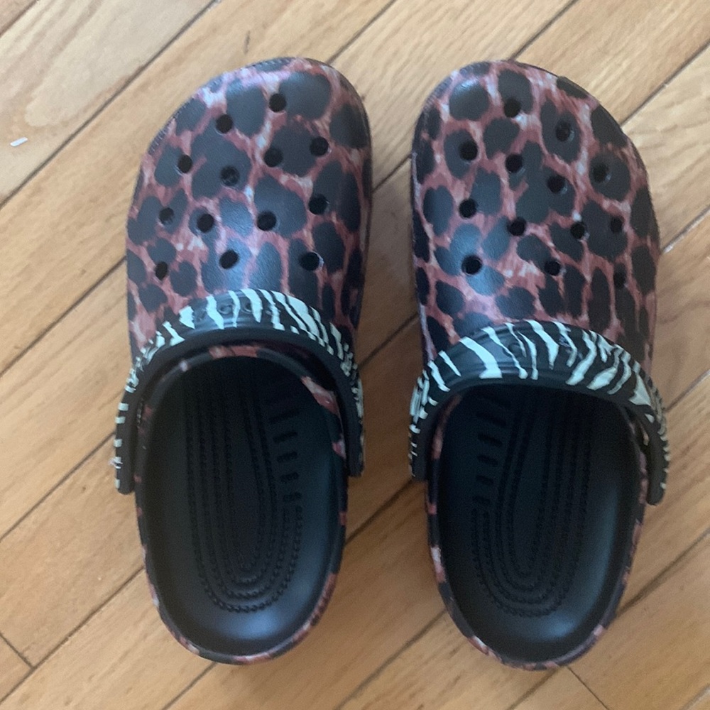 Animal print crocs